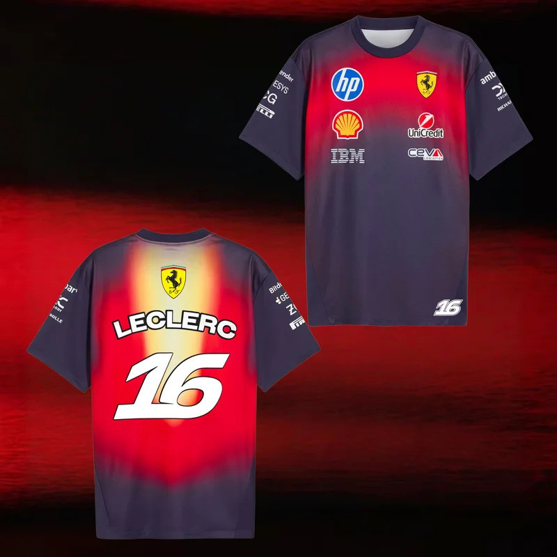 เสื้อยืดรุ่นพิเศษ 2026 F1 Shanghai Ferrari Grand Prix ทรงเดียวกับตัวเลข 16 และ 44