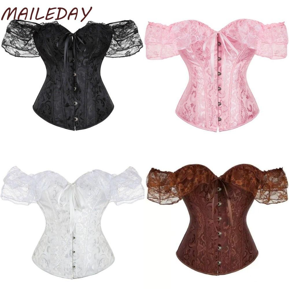 MAILE Jacquard Underbust Corset, เสื้อผ้าผู้หญิง Y2k Tops Corset Bustier Top, Vintage เอวการฝึกอบรม Cincher Corset เอวเทรนเนอร์ผู้หญิงของขวัญ
