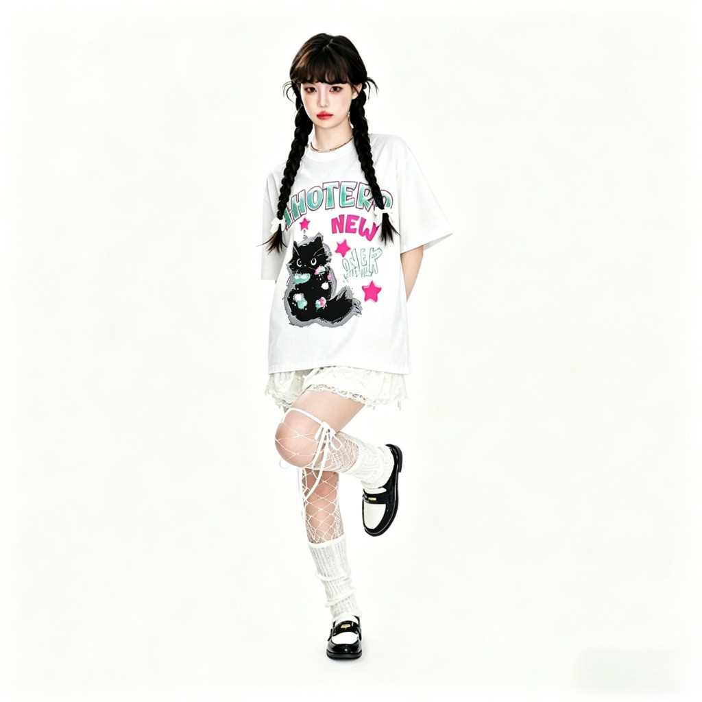 【ส่งจากไทย】เสื้อยืดแฟชั่นผู้หญิง คอกลม แขนสั้น ลายซิลค์สกรีน สวยงาม เสื้อผ้าผู้หญิงคุณภาพสูง สวมใส่สบาย Lady Clothing ราคา ถูกที่สุด ดีลบีเคเค แกลเลอรีภาพที่ 5