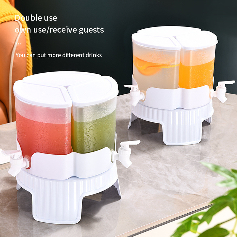 Spot Goods Rotating cold water kettle Three-compartment cold water bucket with faucet for refrigerat