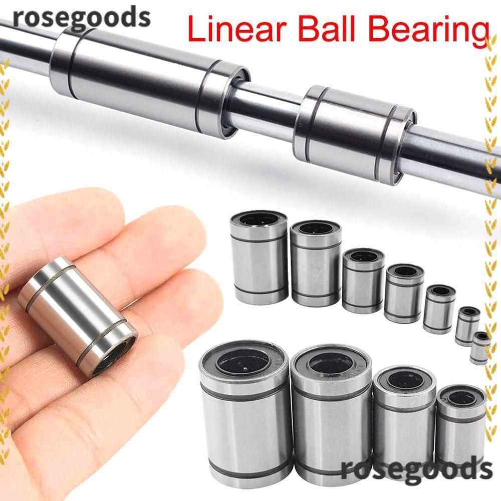 ROSEGOODS Bushing เหล็กสําหรับเครื่องพิมพ์แท่งชุบนิกเกิลเพลา LM3UU LM4UU LM5UU LM6UU