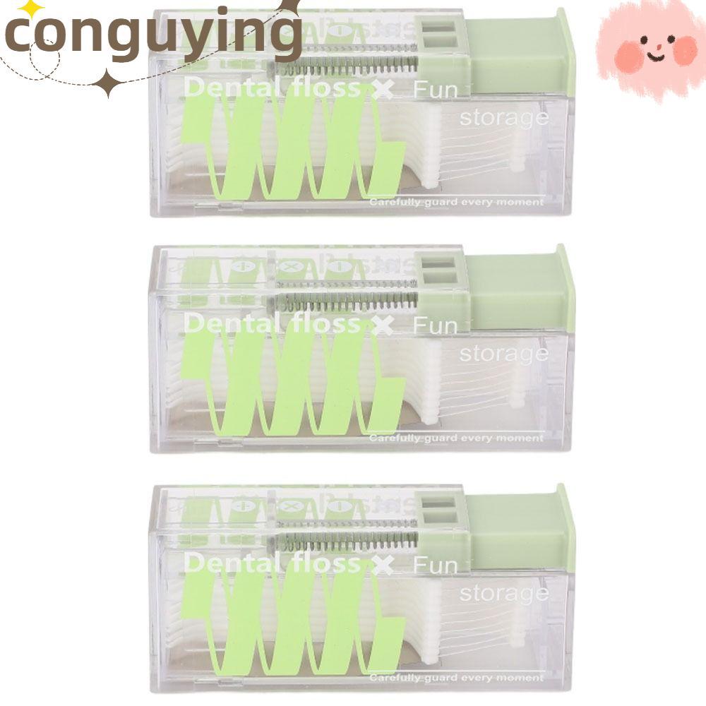 PONGUX เครื่องจ่ายไหมขัดฟัน 3 ชิ้น, รีฟิลใช้งานง่าย Floss Pick, ทนทานแบบพกพา Auto Popping Floss Pick