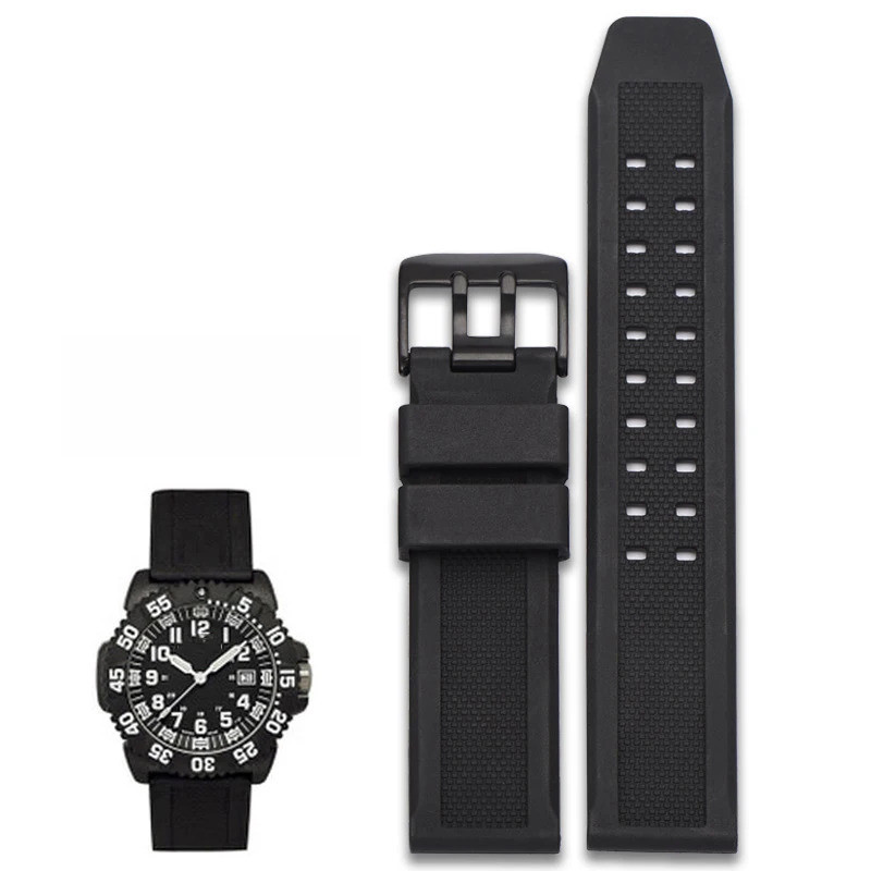 silicon watchband for Luminox 7251|3050|3051|6402 series wristband 23mm black waterproof rubber band