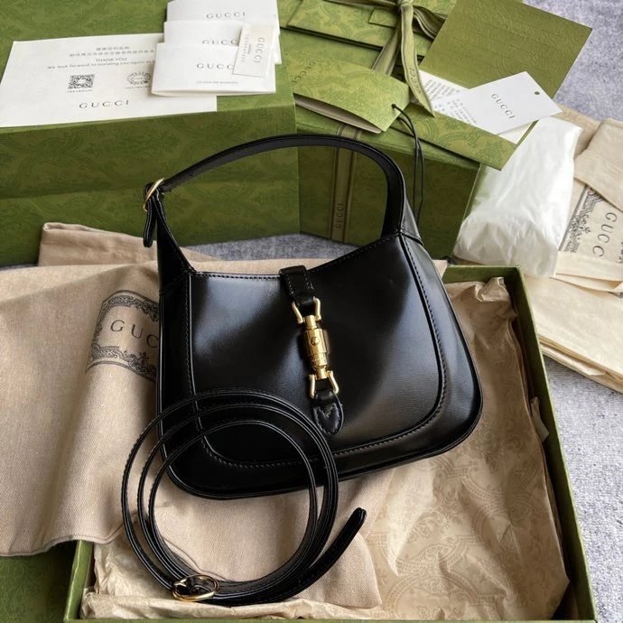 กระเป๋าถือ CUCCI 637091 หนังสีดํา Jackie 61 Series Mini Underarm Bag Bag Bag Female Bag Shoulder Fem
