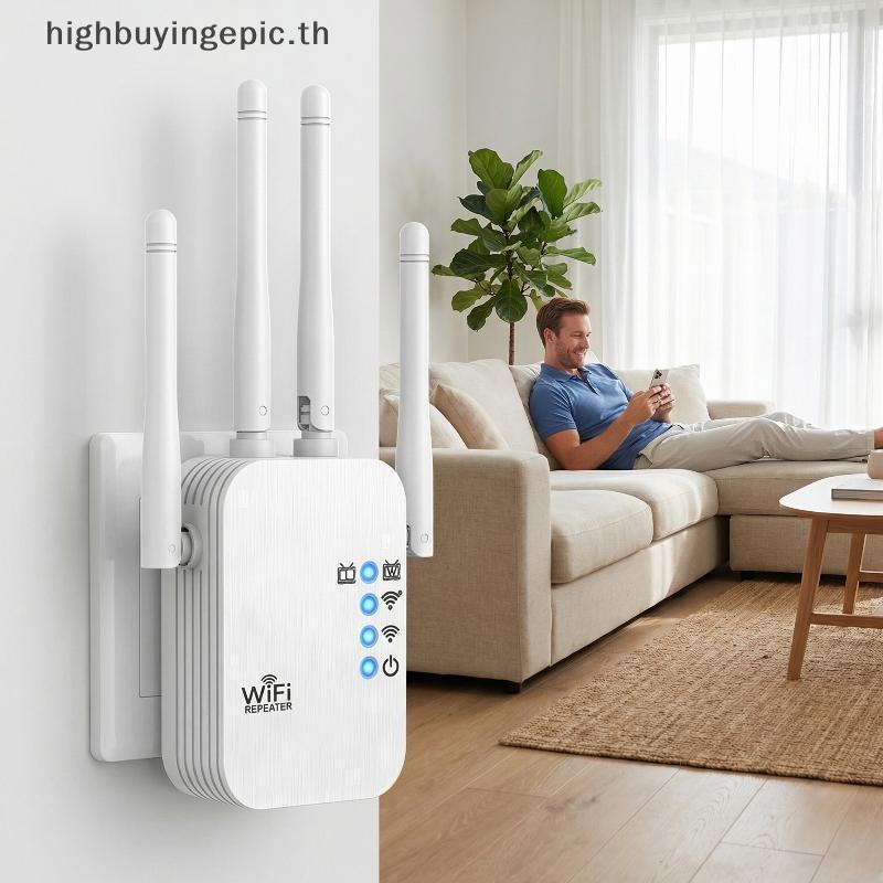 HETH Dual Band WiFi Repeater เครื่องขยายสัญญาณแบบมีสายเครื่องขยายช่วงความเร็วสูงสําหรับห้องนอนอุปกรณ์สตรีมมิ่งสํานักงาน HETH