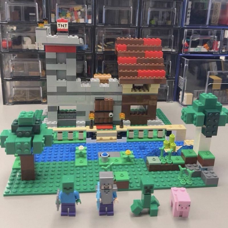 [] [Exhibits] 21161 Building Box 3.0 Minecraft Series Building Blocks บล็อกตัวต่อปริศนาของแท้
