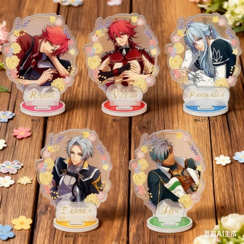 Standee Radiant Tale Mica ชุดตกแต่งอะนิเมะตัวอักษร Vilio Zafora Paschalia Jon Radie ความสูง 15 ซม.เก