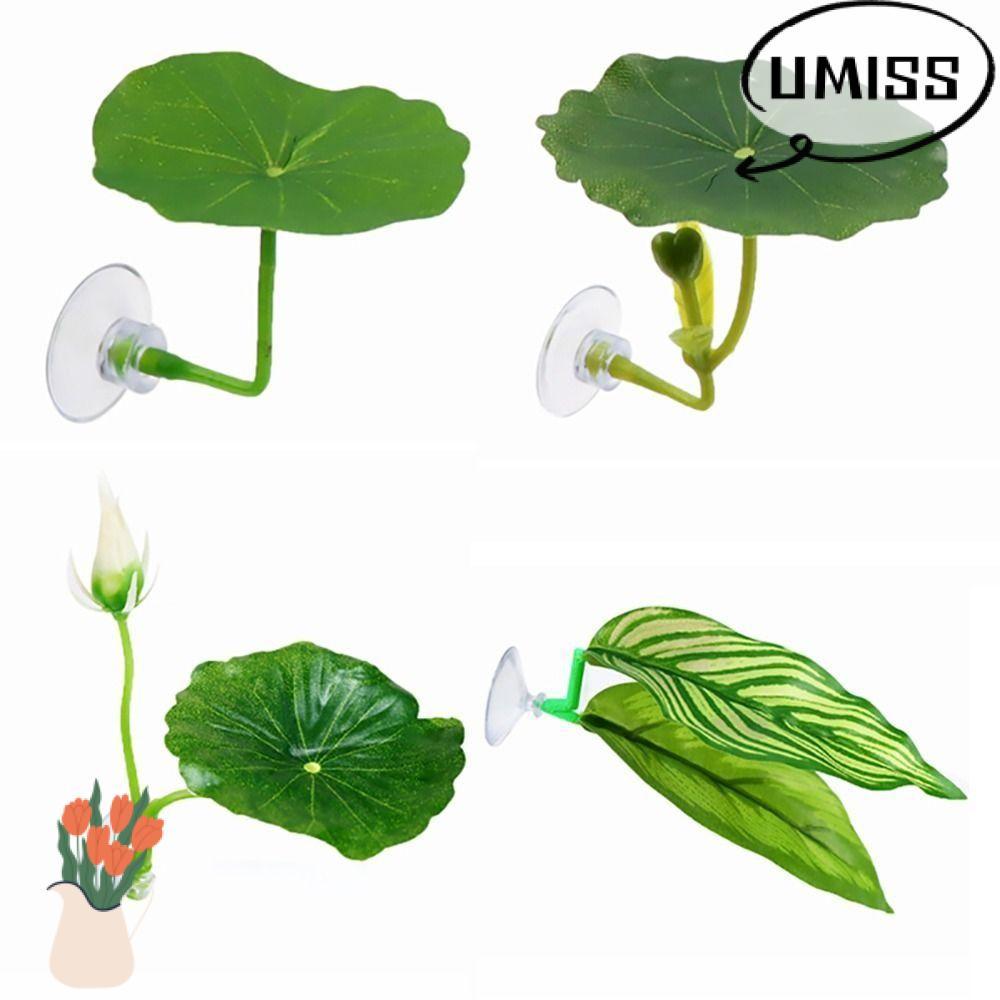 UMISS Fish Spaw ไม้ประดับ, ใบบัวจําลอง/ที่พักใบประดิษฐ์/ซ่อน/วางปลาปลากัด, ใบพักกบพลาสติกแบบมองธรรมชาติ