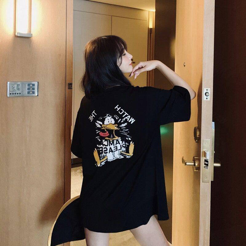 UT shop💥เสื้อยืดผ้าคอตตอน 100% “MR DUCK” ทรง Oversize คอกลม แขนสั้น ผ้านุ่มสบาย ใส่ได้ทุกวัน ฤดูร้อน
