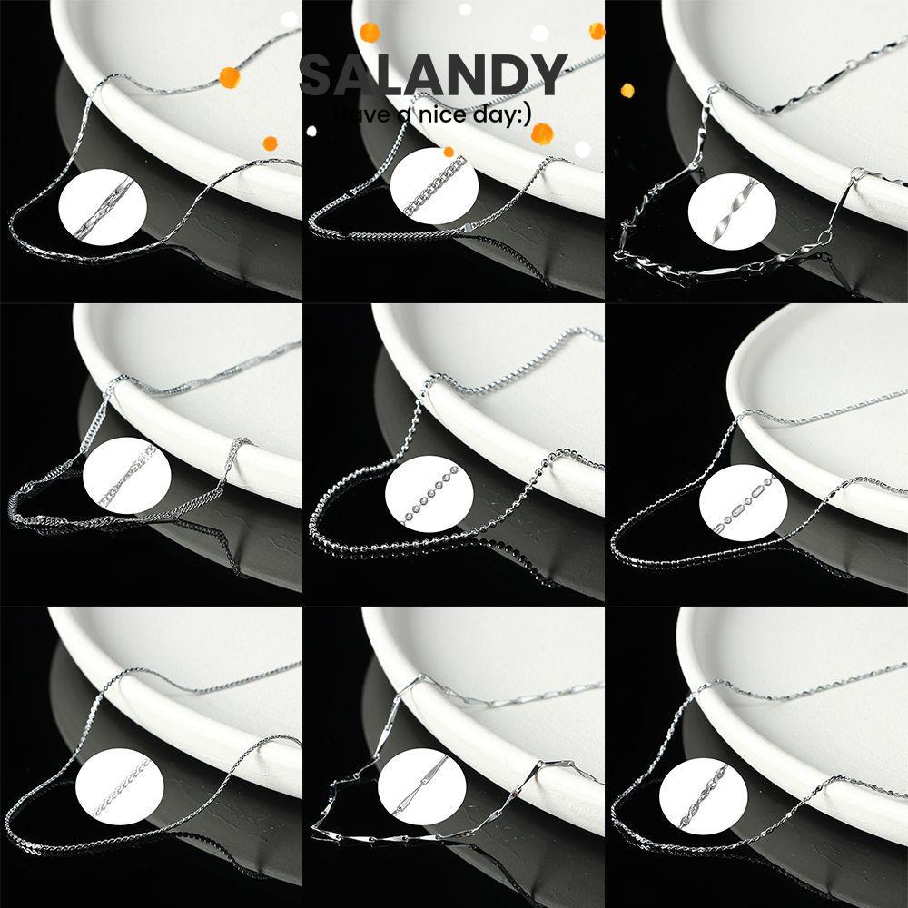 SALANDY 18 นิ้ว Silver Fashion Snake Water Wave Simple Multi-style