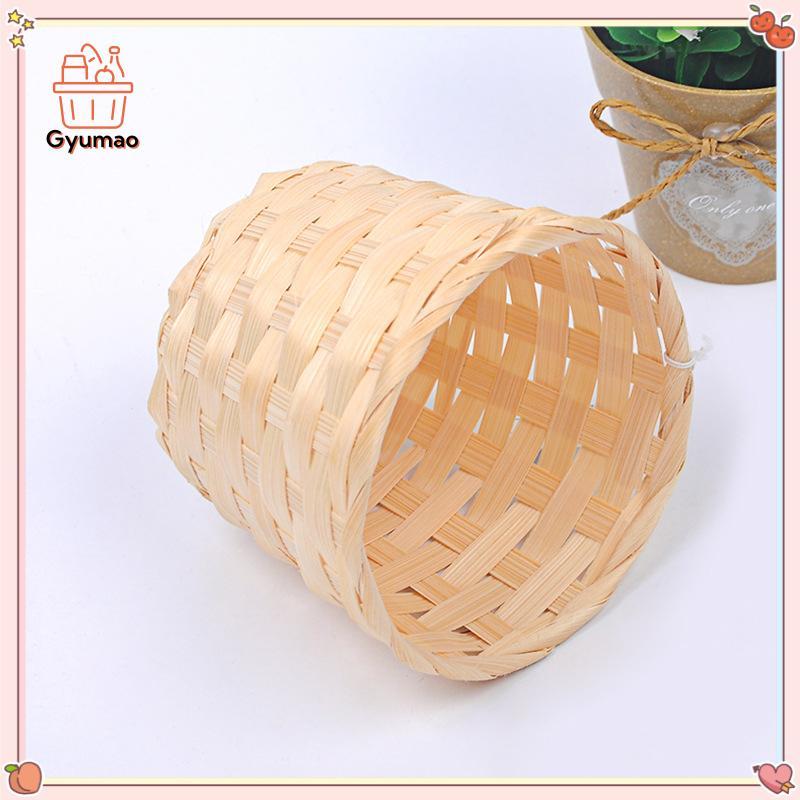 [Gyu] ใหม่ Handmade ไม้ไผ่หม้อ Wier ตะกร้าฟาง Patchwork Wier หวาย Seagrass Storage Organizer เนอสเซอ