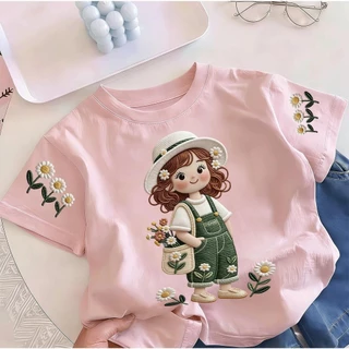 🐻Yout-children เสื้อเด็กแฟชั่น คอกลม Oversize ผ้าคอตตอน 'Flower girl' สบายนุ่ม ระบายอากาศดี