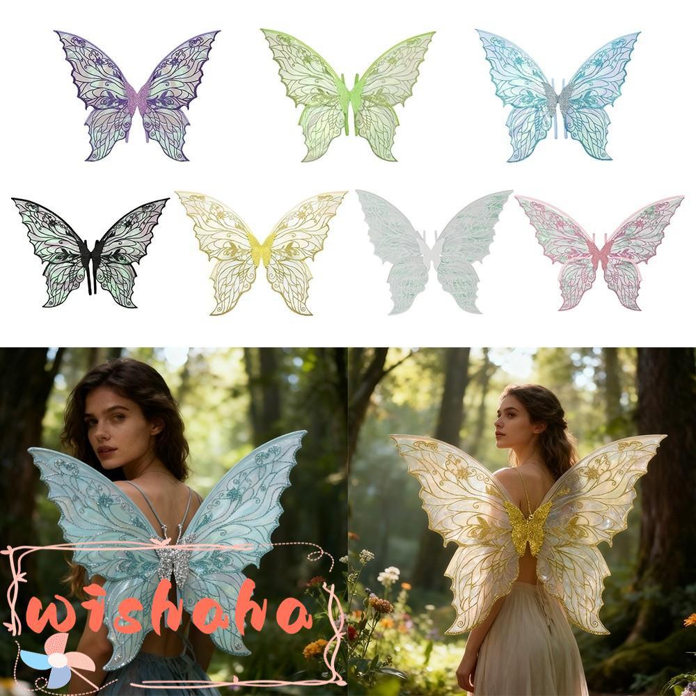 WISHAHA Angel Wings, Dress UP ปีกนางฟ้าประกาย, Organza Princess Angel Wing Cicada Wing for Women Gir