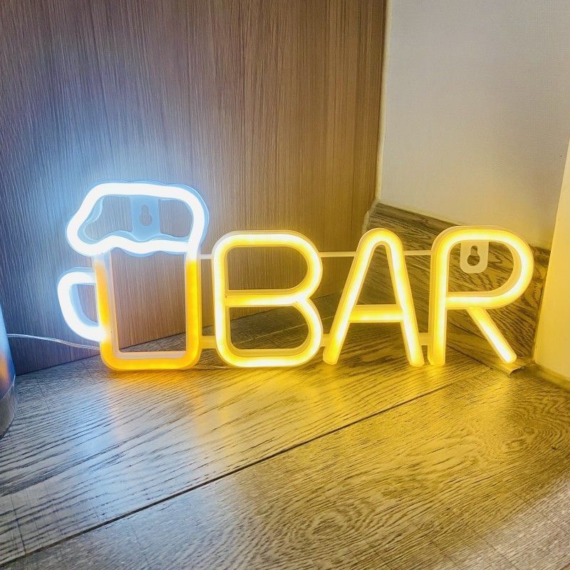 ป้ายไฟนีออน BAR รูปแก้วเบียร์ 🥂 ไฟ LED ประดับผนัง ตกแต่งร้านเหล้า บาร์ ร้านอาหาร คาเฟ่ สไตล์โมเดิร์น