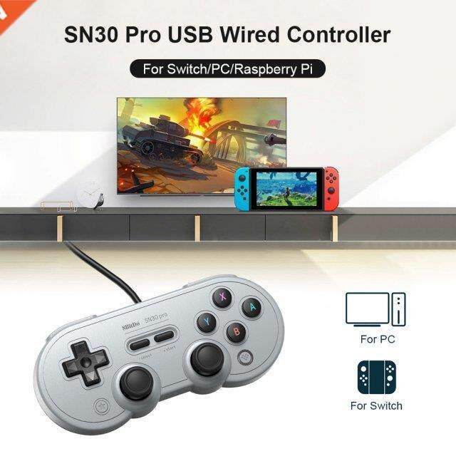 8Bitdo SN30 Pro คอนโทรลเลอร์เกมแพดแบบมีสาย USB สําหรับสวิตช์ PC R