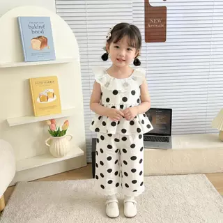 MooDeng Baby ชุดเสื้อ เสื้อแขนกุด+ กางเกงขายาว สไตล์เกาหลี ใหม่ สำหรับเด็กหญิง ชุดฤดูร้อน 80CM-160CM
