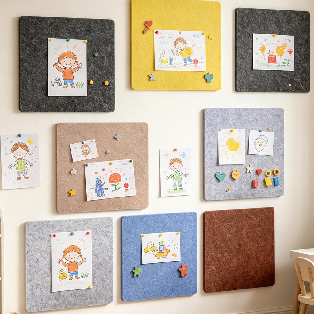 30x30 ซม.Felt Bulletin Board Self-กาว DIY ข้อความ Photo Wall Display No-drill Acoustic Sound-Absorbi