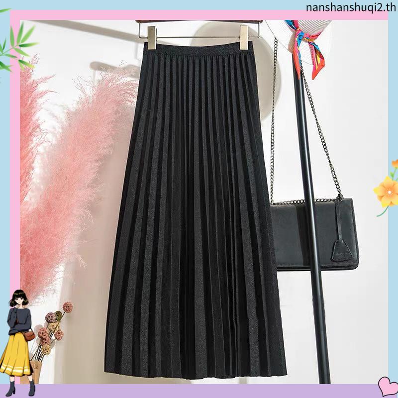 Zenmoya(526) Pleaty skirts กระโปรงยาวพลีทอัดจีบทรงสวย เอวสูง กระโปรง พลีท ผ้าโปโลมันเงา ยาว 30 นิ้ว