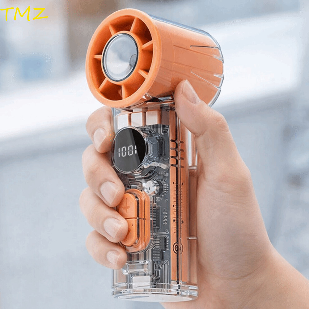 TMZ14968 มินิพ็อกเก็ตเทอร์โบพัดลม,100เกียร์ชาร์จมือถือพัดลม,แบบพกพาโปร่งใสร่างกายปรับความเร็วด้วยไฟ 