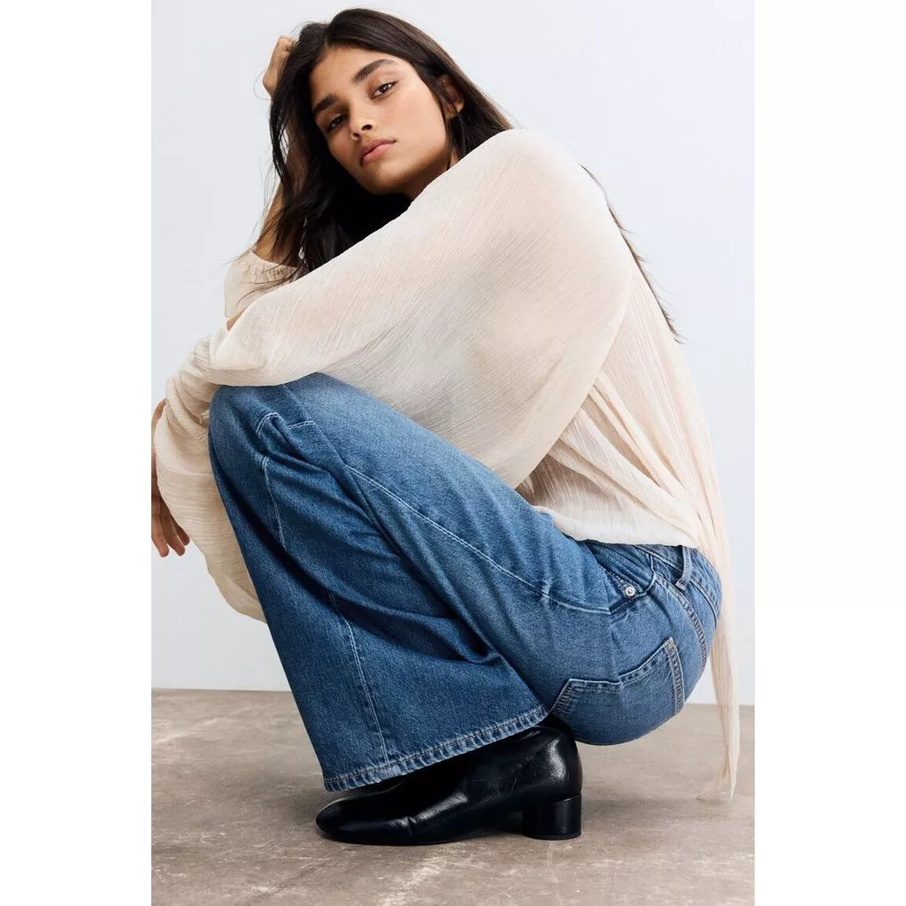 H&M(เอชแอนด์เอ็ม) กางเกงยีนส์เอวสูงทรงกว้าง Women Wide Ultra High Jeans 1308275_3