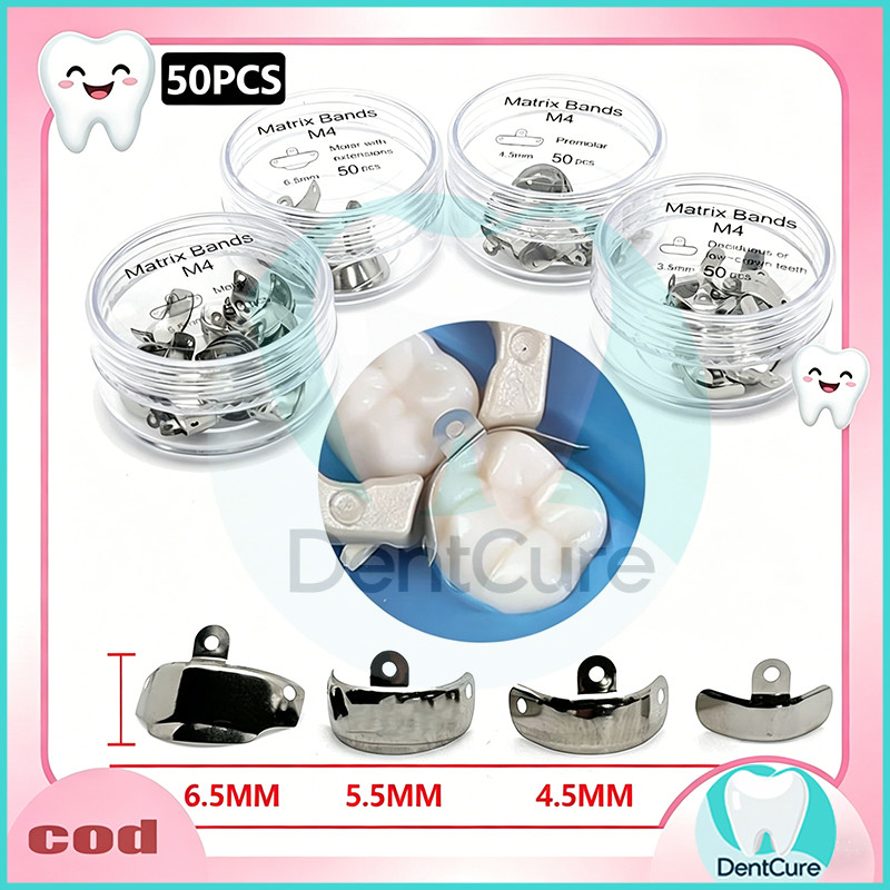 50PCS Dental Matrix Bands NITI Metal Matrices Clamp Ring Sectional Contoured Matrix