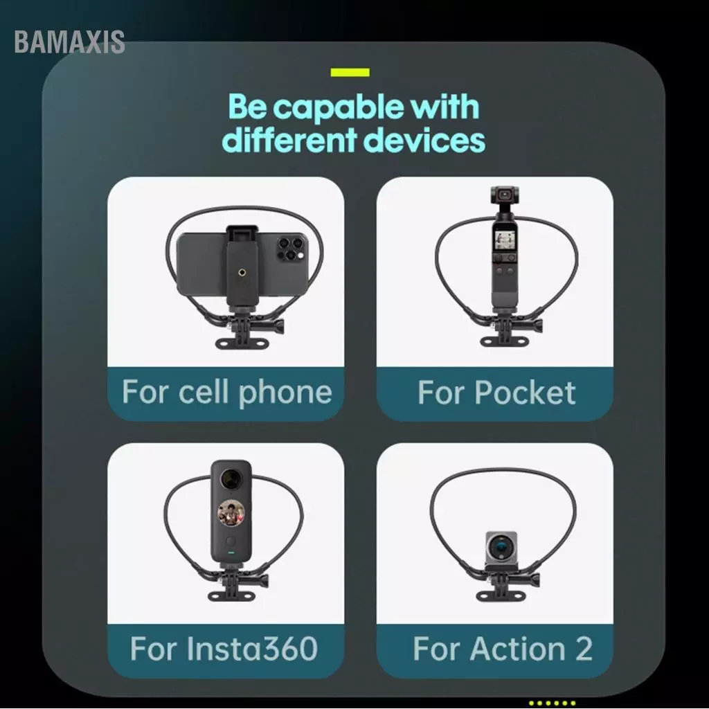 Bamaxis ที่วางคอสำหรับโทรศัพท์และกล้องแอคชั่น GoPro 12/11/10/9/8/7 Insta360 Ace Pro DJI Osmo thumbnail 6