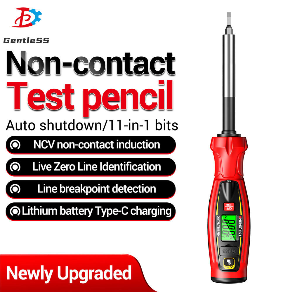 ANENG B21 จอแสดงผลดิจิตอลอัจฉริยะช่างไฟฟ้าไขควงแบบเหนี่ยวนําเครื่องทดสอบแรงดันไฟฟ้า 11-in-1 บิต