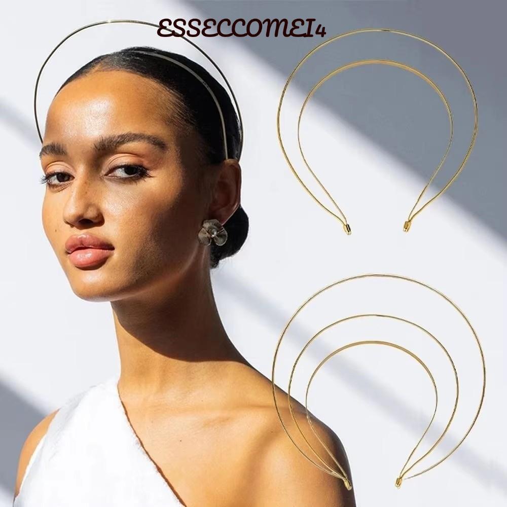 ESSECCOMEI4 มงกุฎผมรัศมี, ที่คาดผมแองเจิลเทพธิดาโลหะหลายชั้น, แฟชั่นซิลเวอร์โกลด์ DIY ห่วงผมเจ้าสาวงานแต่งงาน