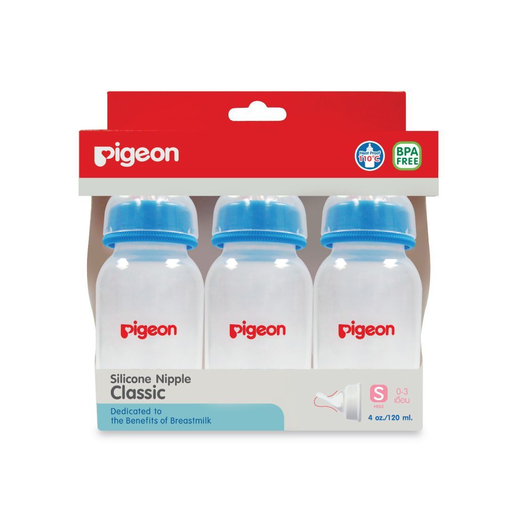[สินค้าส่งด่วน] พีเจ้นขวดนมRPP4ออนซ์จุกคลาสสิค S แพ็ค3 EACH (คละแบบ) PIGEON RPP PLAIN 4 OZ PACK 3 (A