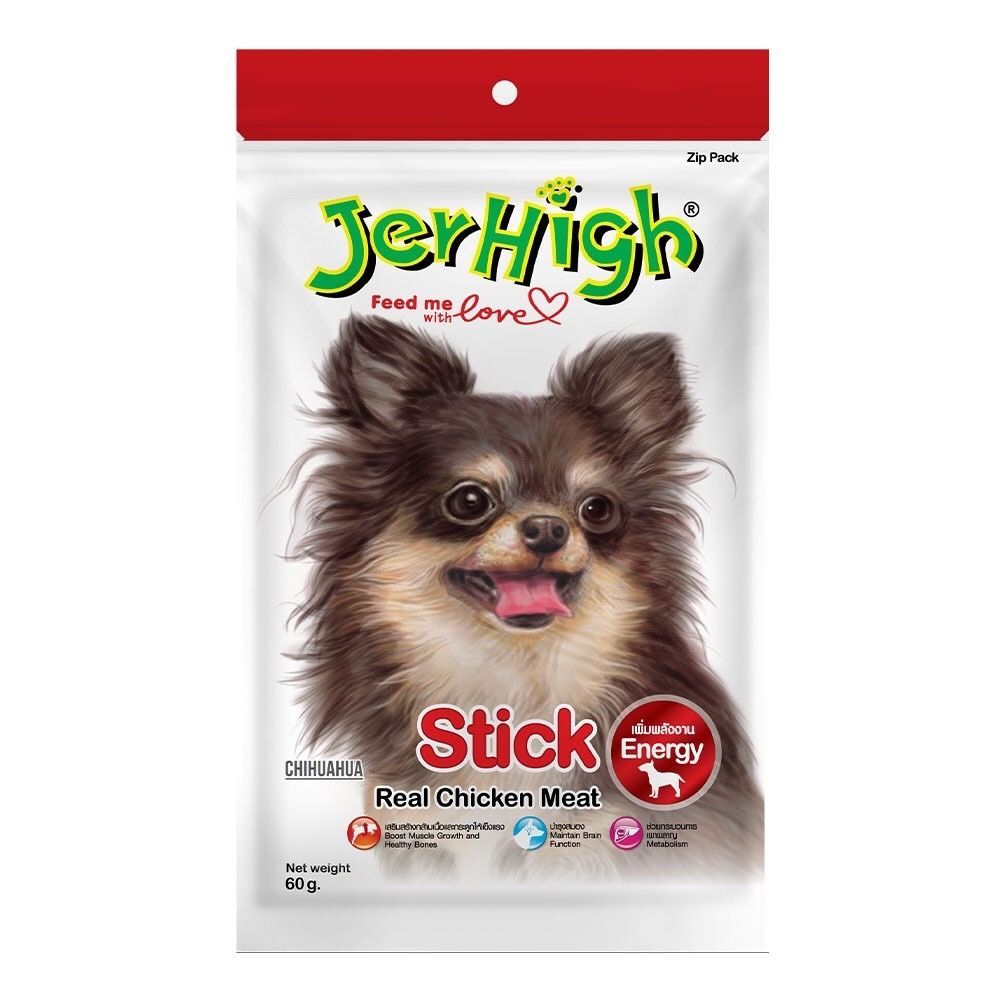 [สินค้าส่งด่วน] เจอร์ไฮสติ๊ก รสไก่ 60ก. JERHIGH STICK REAL CHICKEN MEAT 60G.