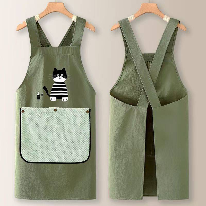 Apron Waterproof Oil-Proof Household Kitchen Cooking Work Clothes Breathable Four Seasons Overclothe