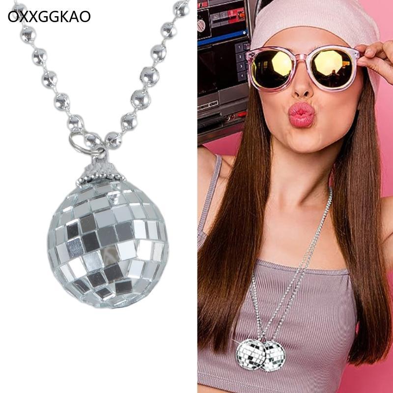 OXXGGKAO จี้สร้อยคอ 70s Disco Party Prom คอเครื่องประดับเครื่องแต่งกายอุปกรณ์เสริม