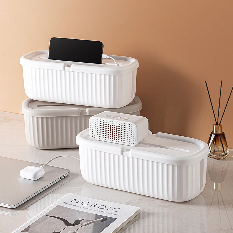Creative Power Strip Board Storage Box Data Cable Power Cord Plastic Cable Management Box Desktop Po