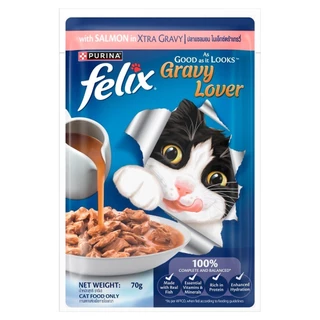 FELIX เฟลิกซ์ อาหารเปียกแมว เนื้อนุ่ม กลิ่นหอม ทานง่าย สำหรับแมวทุกวัย เปียกแมว แบบซอง 70g