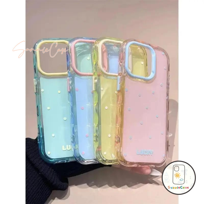 เคสไอโฟน17 จุดสี เหมาะสำหรับ เคส IPhone 16 13 12 14 ProMax 16 11 15 Plus สีทึบเรียบง่ายหญิงสาวหัวใจกรณีโทรศัพท์พรีเมี่ยม