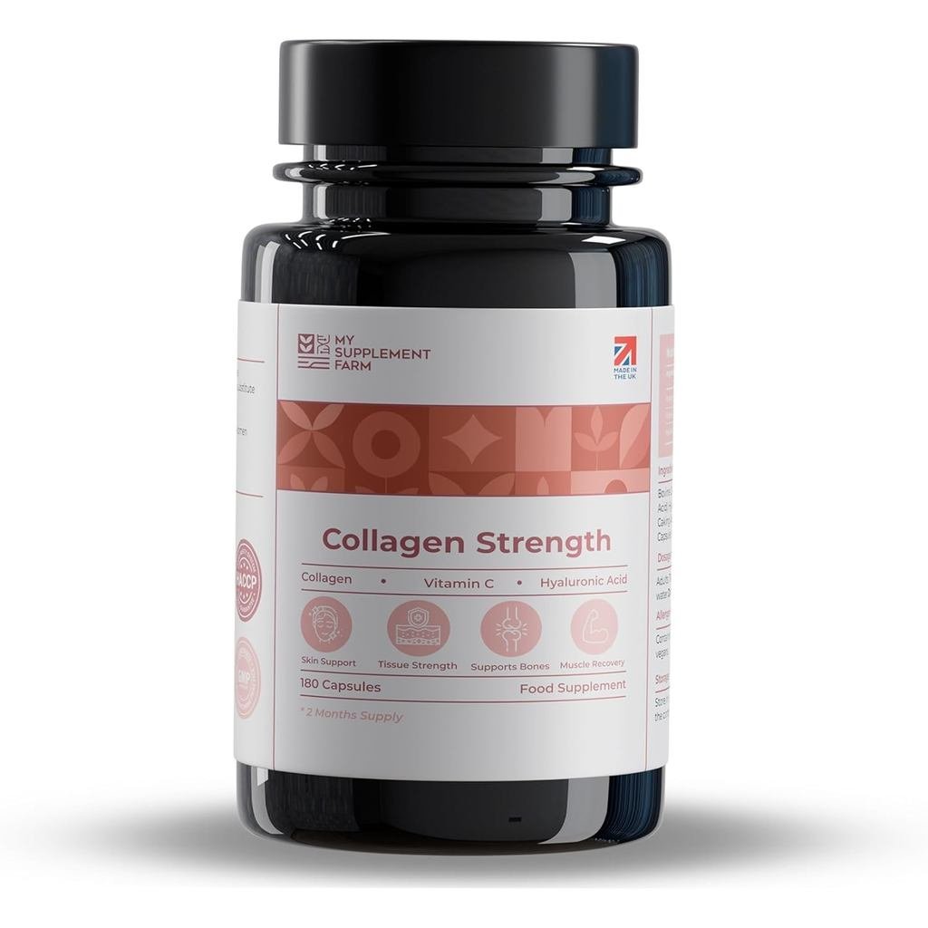 Type I และ III Peptide 1000 มก. คอลลาเจนพร้อมวิตามินซีและกรดไฮยาลูโรนิก | 180 แคปซูล - อุปทาน 2 เดือ