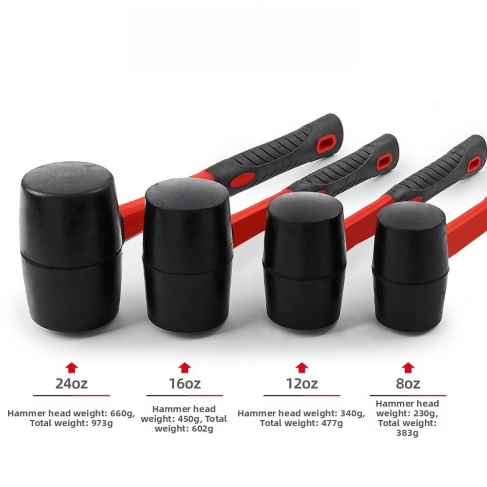 28cm Rubber Mallet Hammer with Shock-Absorbing TPR Handle and Smooth Rubber Head