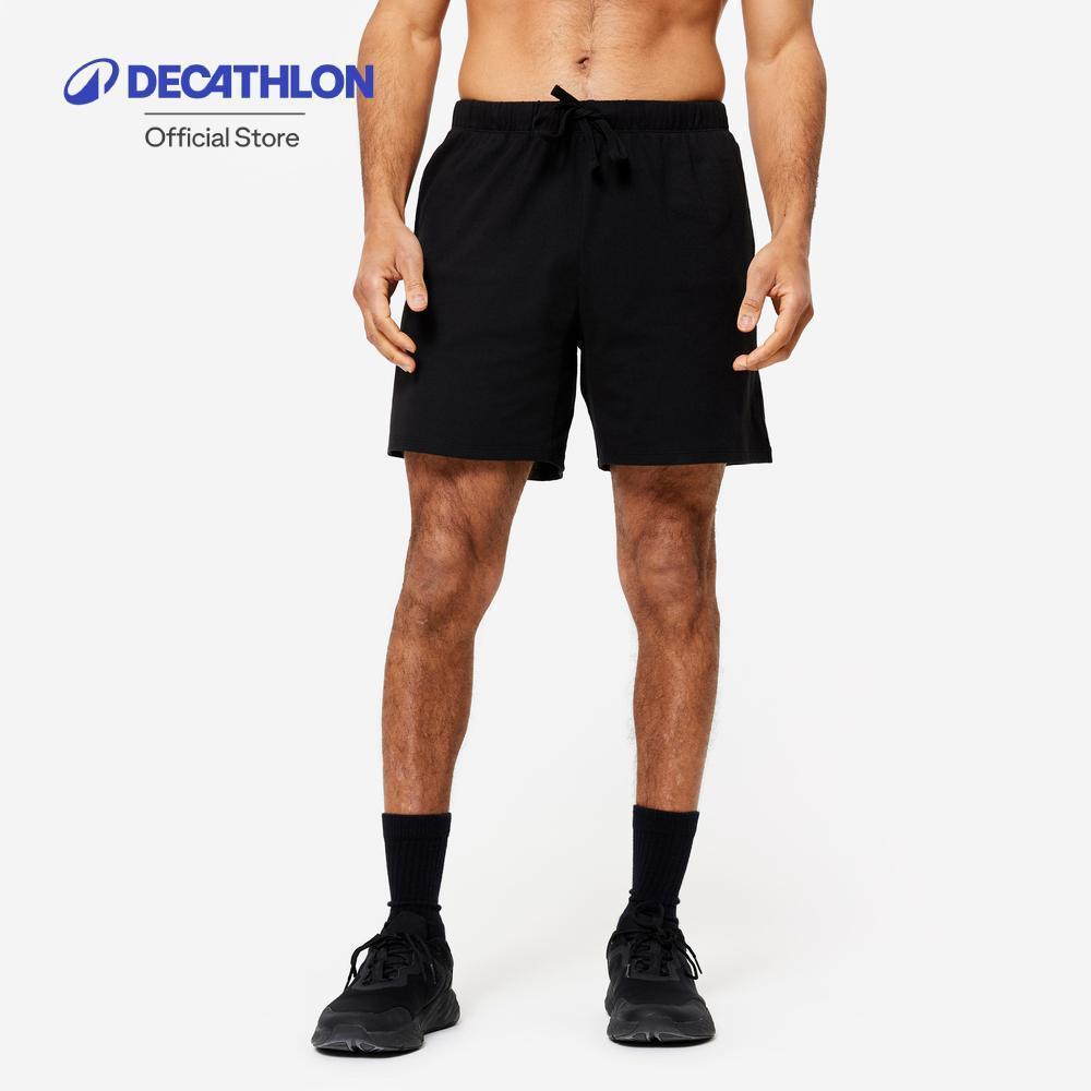 Decathlon Men'S Fitness Shorts 100 กางเกงขาสั้นฟิตเนสทรงสั้นสำหรับผู้ชายรุ่น 100 - Black