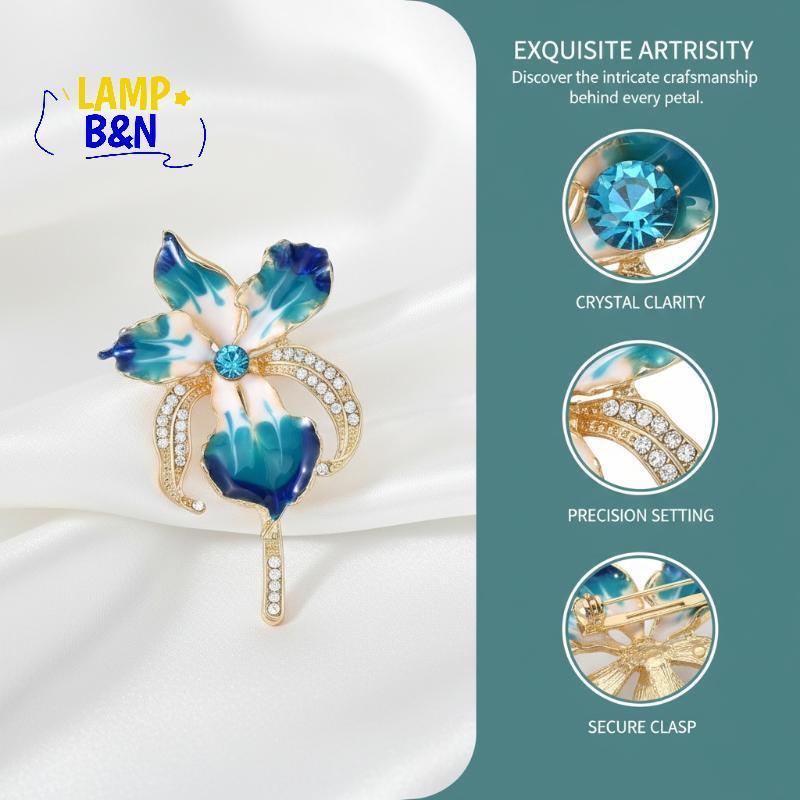 [B&N] เข็มกลัดดอกไม้เคลือบสําหรับผู้หญิง Elegant Orchid Design Plant ของขวัญสําหรับเสื้อผ้าพันคอตกแต
