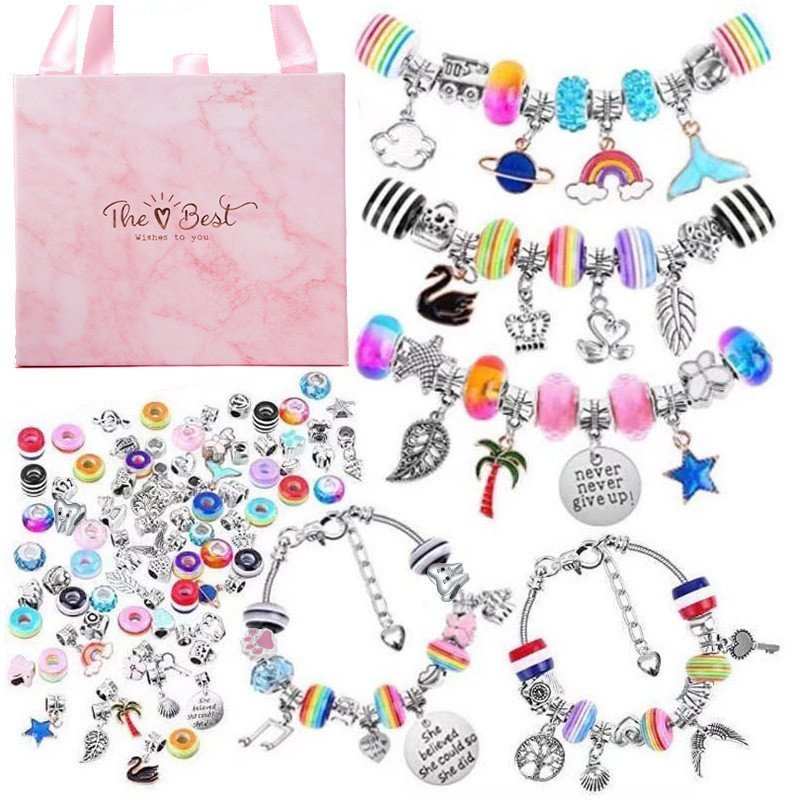 มือ93pcsdiy เด็ก Candy ชุดสร้อยข้อมือลูกปัดสร้อยคอที่มีสีสันของขวัญสําหรับวันเด็ก 86 IPO7