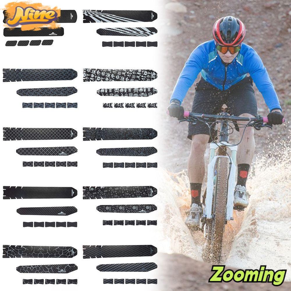ZOOMING สติ๊กเกอร์กันรอยโซ่จักรยาน, สีดํา Bike Care สติ๊กเกอร์กรอบจักรยาน, กรอบด้านล่างสร้างสรรค์อุปกรณ์ปั่นจักรยานกันน้ํา CHAIN Guards Decals