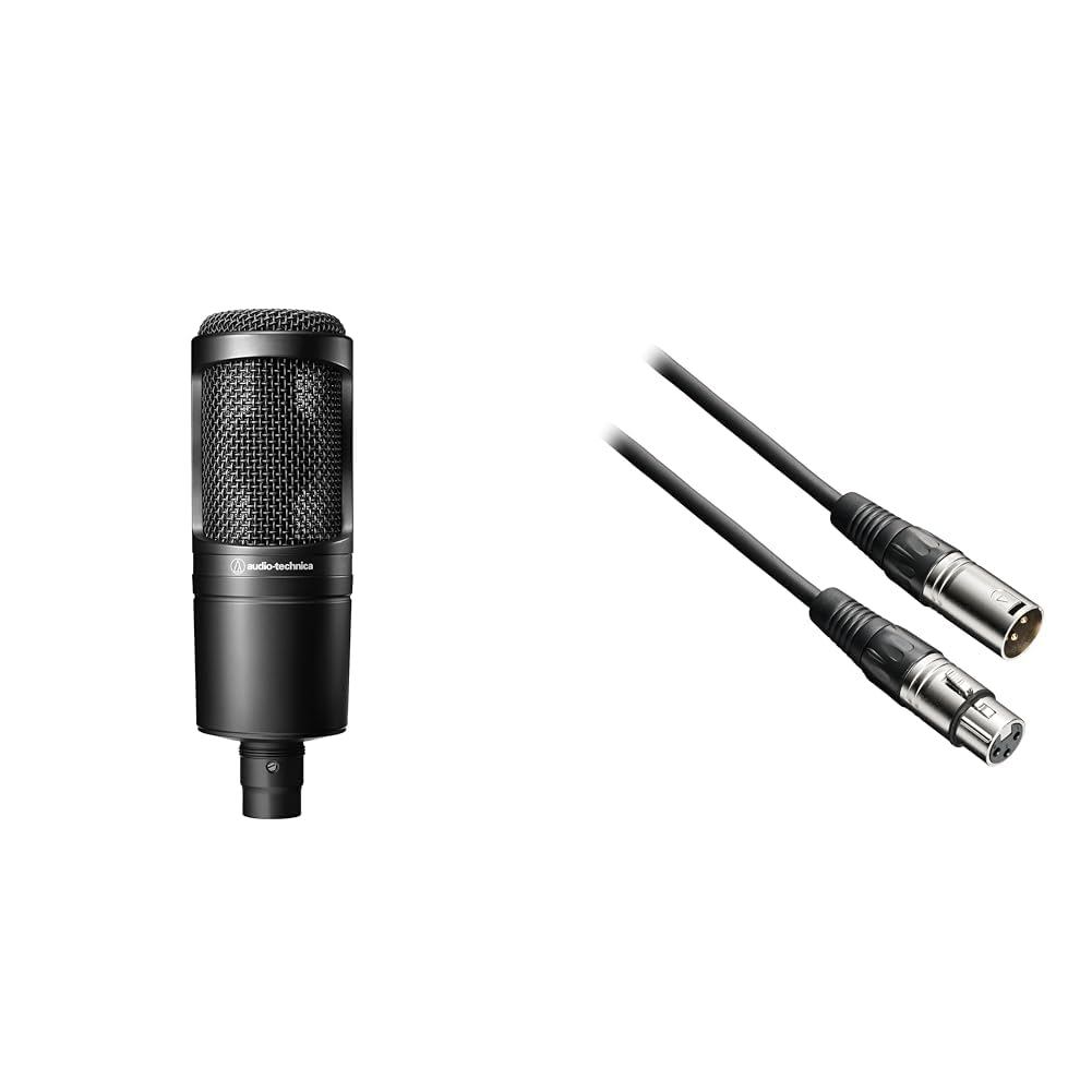 Audio-Technica AT2020 Microphone & BX3/3.0 BK XLR Cable Set Japan Original - Black