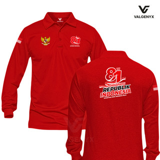 VALGENYX Baju Tshirt Poloshirt Shirt T-Shirt Menyerap Polos Kaos Terbaru Berkerah 17 Agustus 2026 Yang Ke 81 Th Dirgahayu Republik Indonesia Kemerdekaan Hut Ri Costume Atasan Katun Terkeren Hijau Tebal Seragaman Krah Wanita Pria Lengan panjang Polo