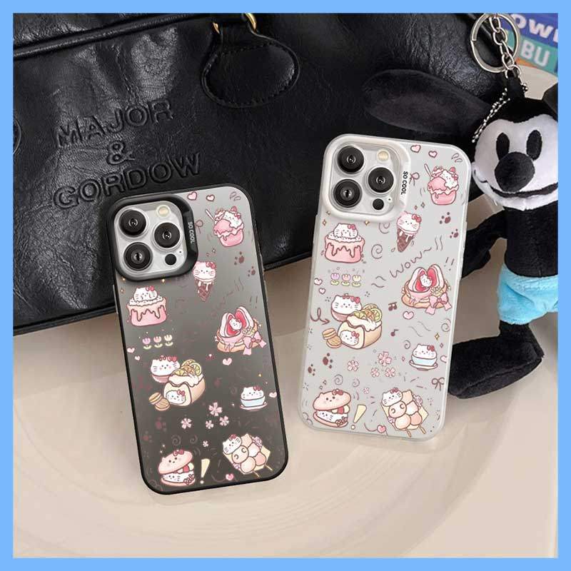 เคส iPhone แมวน่ารัก ขนมสีชมพู ลูกอมไอศกรีมน่ารัก ‐iP 11/12/13/14/15/16/17/Plus/Pro/Max/XR/XS