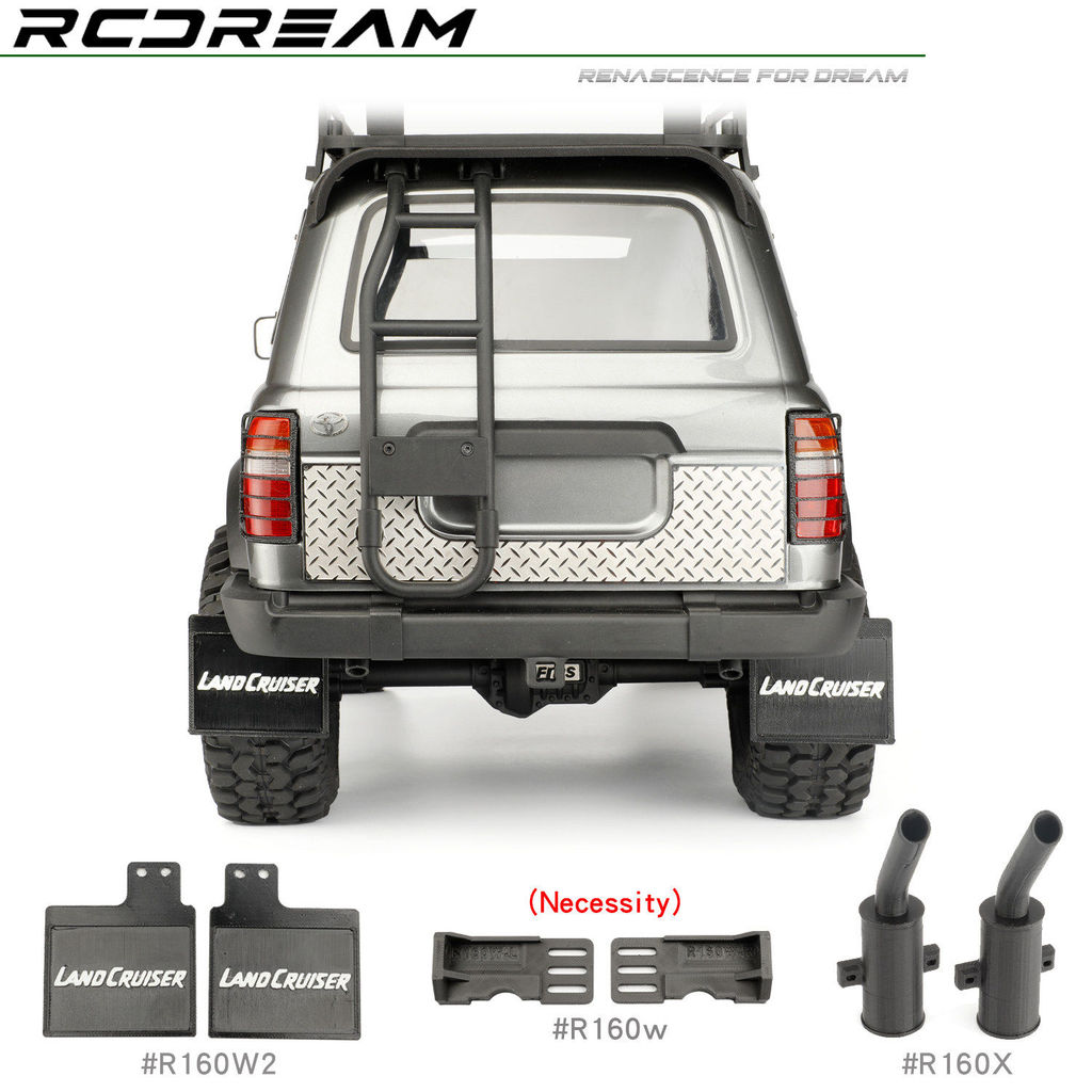 RCDream 1/10 FCX10 LC80 Land Patrol Mudguard ฟิล์มยางนุ่ม Mudguard ท่อไอเสียท่อจําลองอุปกรณ์เสริม