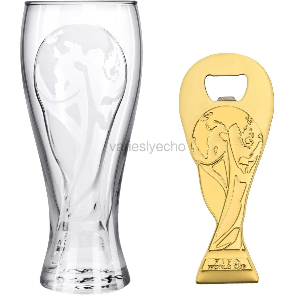Official FIFA World Cup 2026 Edition - 17oz Pilsner Beer Glass & 6 นิ้ว Trophy Bottle Opener Gift Set - เหมาะสําหรับงานปาร์ตี้, Mancaves, Gamedays, Tailgates, BBQ