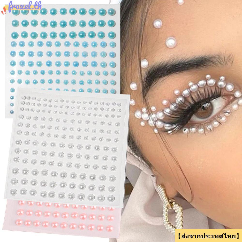CODFROXEL 165pcs Self กาวไข่มุกสติกเกอร์,ผสม 3/4/5/6 มม.Self กาวผมไข่มุกสติกเกอร์,แฟชั่นเล็บ DIY Craft Face ตกแต่ง Face Pearls สติกเกอร์สําหรับผมแต่งหน้า