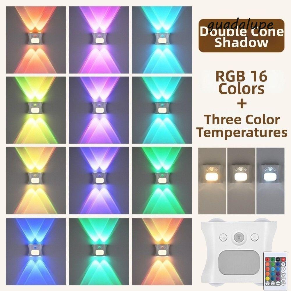 กัวดาลูป การเคลื่อนไหว เซ็นเซอร์ ไฟกลางคืน, RGB 16 สีเซ็นเซอร์ร่างกายมนุษย์อัจฉริยะโคมไฟติดผนัง, ไฟโดยรอบแม่เหล็กไร้สายพร้อมรีโมทคอนโทรลโคมไฟติดผนังอัจฉ