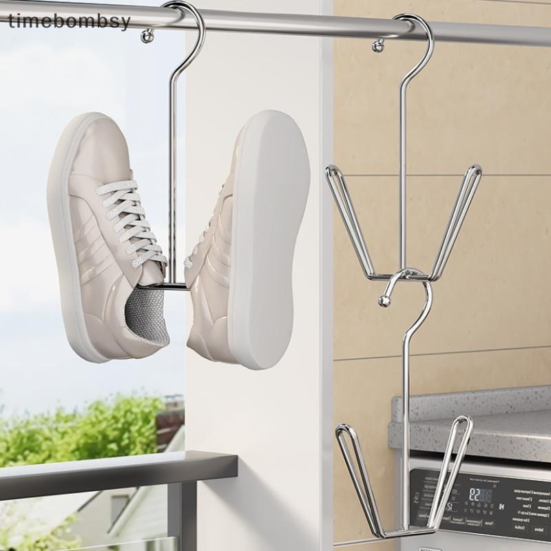 (time) 1/4 ชิ้นสแตนเลส U-Shaped Shoe Drying Ra, กันลม, Qui-Dry, ตะขอติดผนังประหยัดพื้นที่สําหรับกลาง