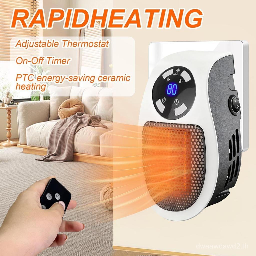 Wall Outlet Space Heater, 450W Plug in Electric Heater with Adjustable Thermostat,แบบพกพา Plug in Sm